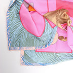 Hermès Carré 90 "CAVALIER EN FORMES" Silk handkerchief in Blue x Pink