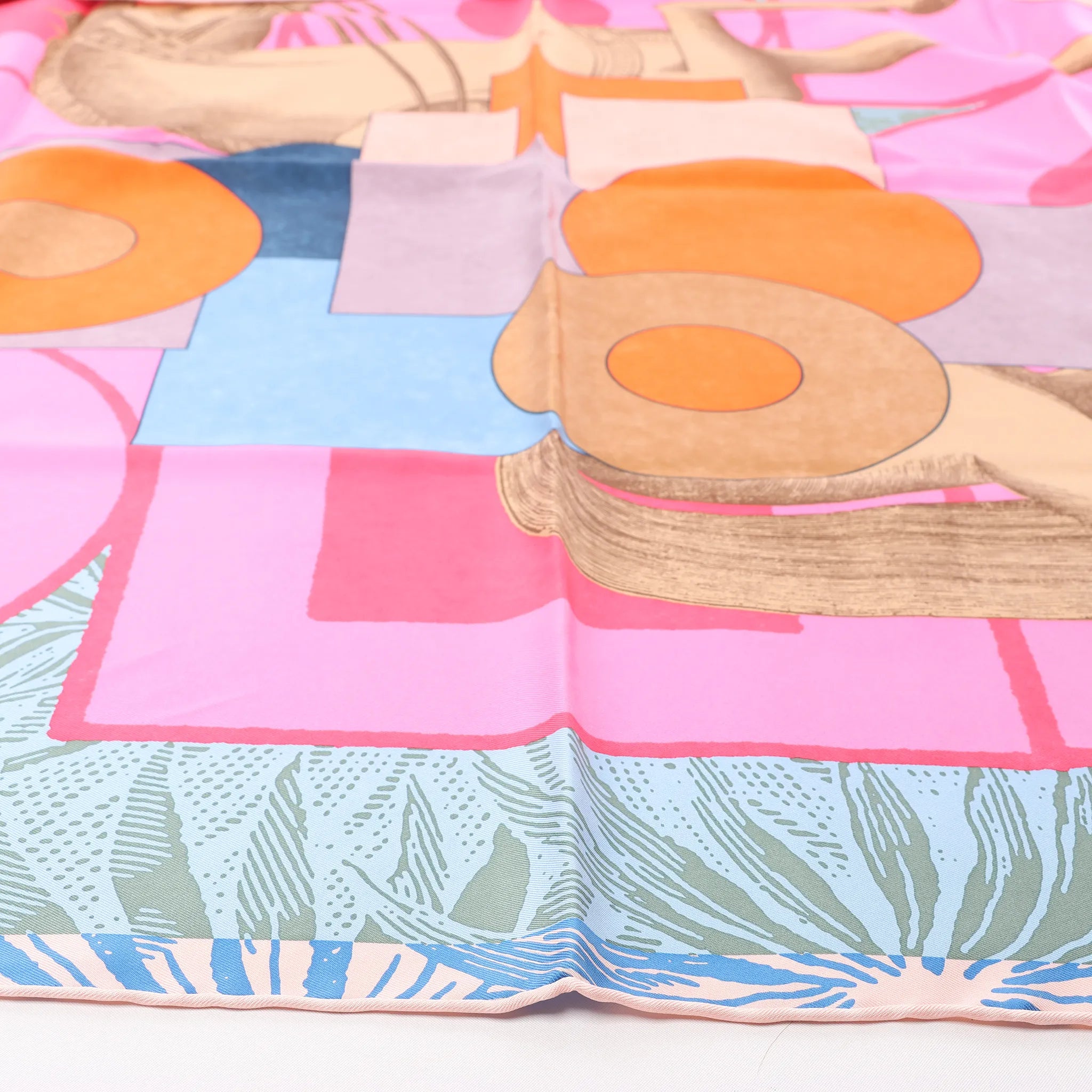 Hermès Carré 90 "CAVALIER EN FORMES" Silk handkerchief in Blue x Pink