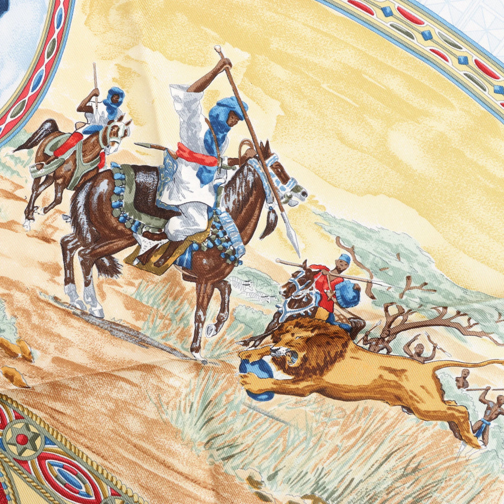 Hermès Carré 90 "CAVALIERS PEULS" Silk handkerchief in Navy Blue