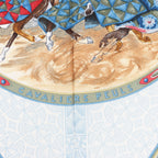 Hermès Carré 90 "CAVALIERS PEULS" Silk handkerchief in Navy Blue