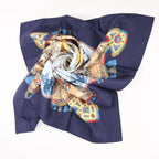 Hermès Carré 90 "CAVALIERS PEULS" Silk handkerchief in Navy Blue