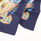 Hermès Carré 90 "CAVALIERS PEULS" Silk handkerchief in Navy Blue