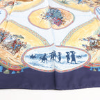 Hermès Carré 90 "CAVALIERS PEULS" Silk handkerchief in Navy Blue