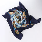 Hermès Carré 90 "CAVALIERS PEULS" Silk handkerchief in Navy Blue