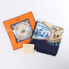 Hermès Carré 90 "CAVALIERS PEULS" Silk handkerchief in Navy Blue