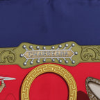 Hermès Carré 90 "CHARREADA" Silk handkerchief in Navy Blue x Red