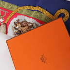 Hermès Carré 90 "CHARREADA" Silk handkerchief in Navy Blue x Red