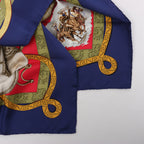 Hermès Carré 90 "CHARREADA" Silk handkerchief in Navy Blue x Red