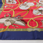 Hermès Carré 90 "CHARREADA" Silk handkerchief in Navy Blue x Red
