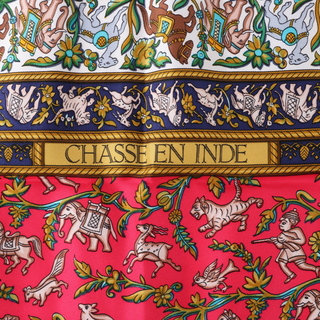 Hermès Carré 90 "CHASSE en INDE" Silk handkerchief in Blue