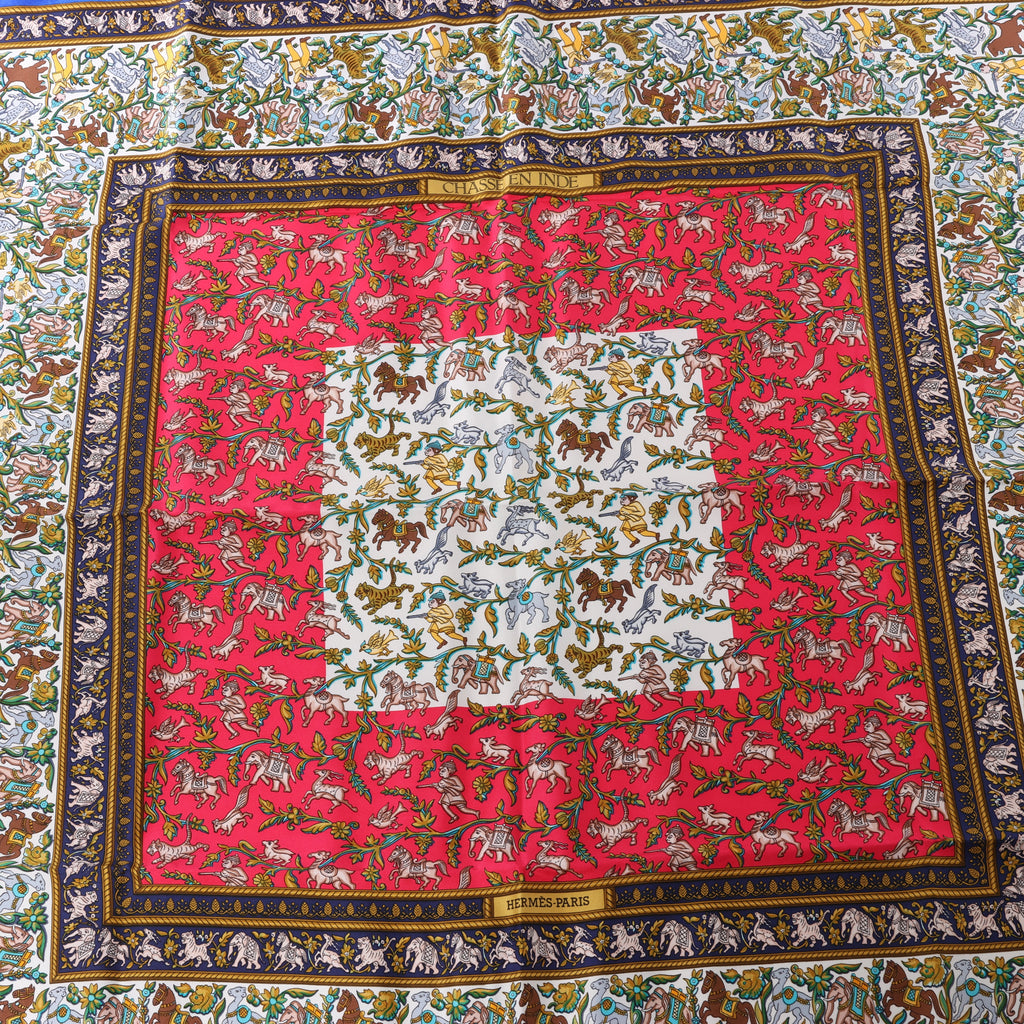 Hermès Carré 90 "CHASSE en INDE" Silk handkerchief in Blue
