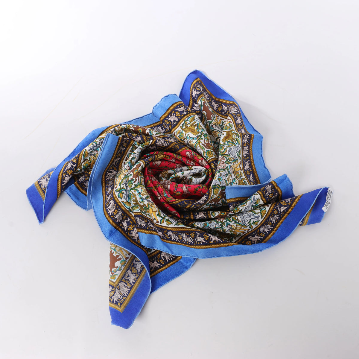 Hermès Carré 90 "CHASSE en INDE" Silk handkerchief in Blue
