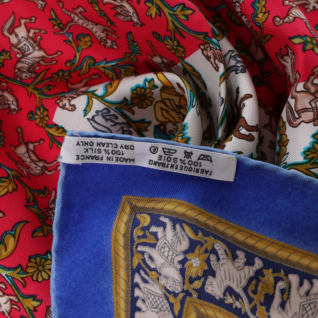 Hermès Carré 90 "CHASSE en INDE" Silk handkerchief in Blue