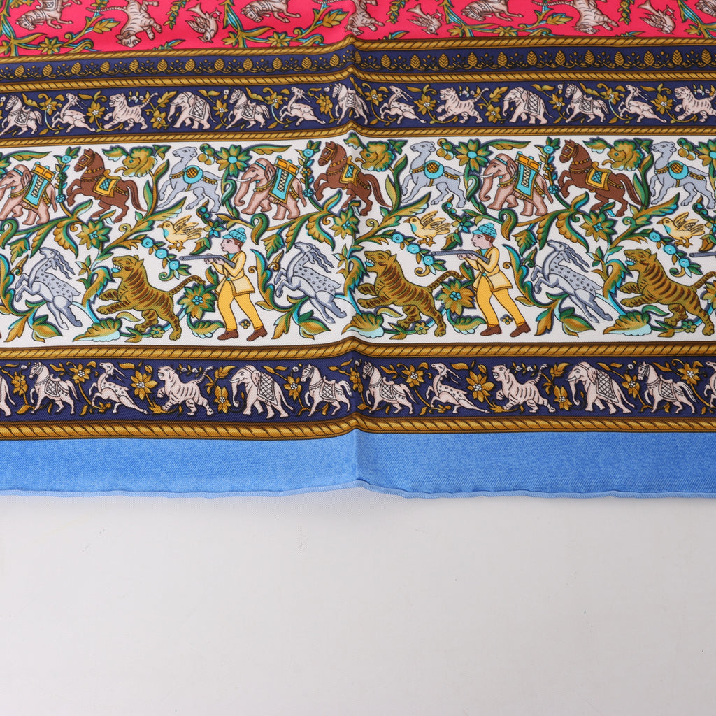 Hermès Carré 90 "CHASSE en INDE" Silk handkerchief in Blue