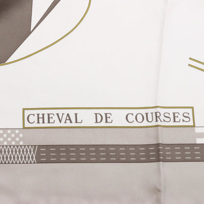 Hermès Carré 90 "CHEVAL DE COURSES" Silk handkerchief in Gray