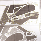 Hermès Carré 90 "CHEVAL DE COURSES" Silk handkerchief in Gray