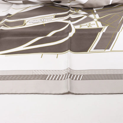 Hermès Carré 90 "CHEVAL DE COURSES" Silk handkerchief in Gray