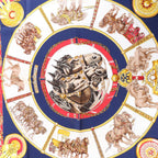Hermès Carré 90 "CHEVAUX DE TRAIT" Silk handkerchief in Navy Blue
