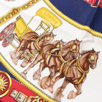 Hermès Carré 90 "CHEVAUX DE TRAIT" Silk handkerchief in Navy Blue