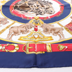 Hermès Carré 90 "CHEVAUX DE TRAIT" Silk handkerchief in Navy Blue