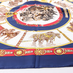 Hermès Carré 90 "CHEVAUX DE TRAIT" Silk handkerchief in Navy Blue