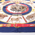 Hermès Carré 90 "CHEVAUX DE TRAIT" Silk handkerchief in Navy Blue