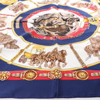 Hermès Carré 90 "CHEVAUX DE TRAIT" Silk handkerchief in Navy Blue
