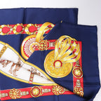 Hermès Carré 90 "CHEVAUX DE TRAIT" Silk handkerchief in Navy Blue