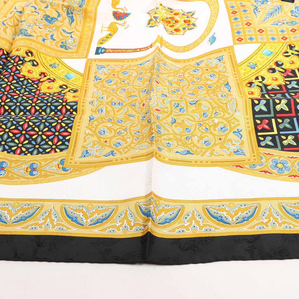 Hermès Carré 90 "CIELS BYZANTINS" Silk handkerchief in Black x Gold