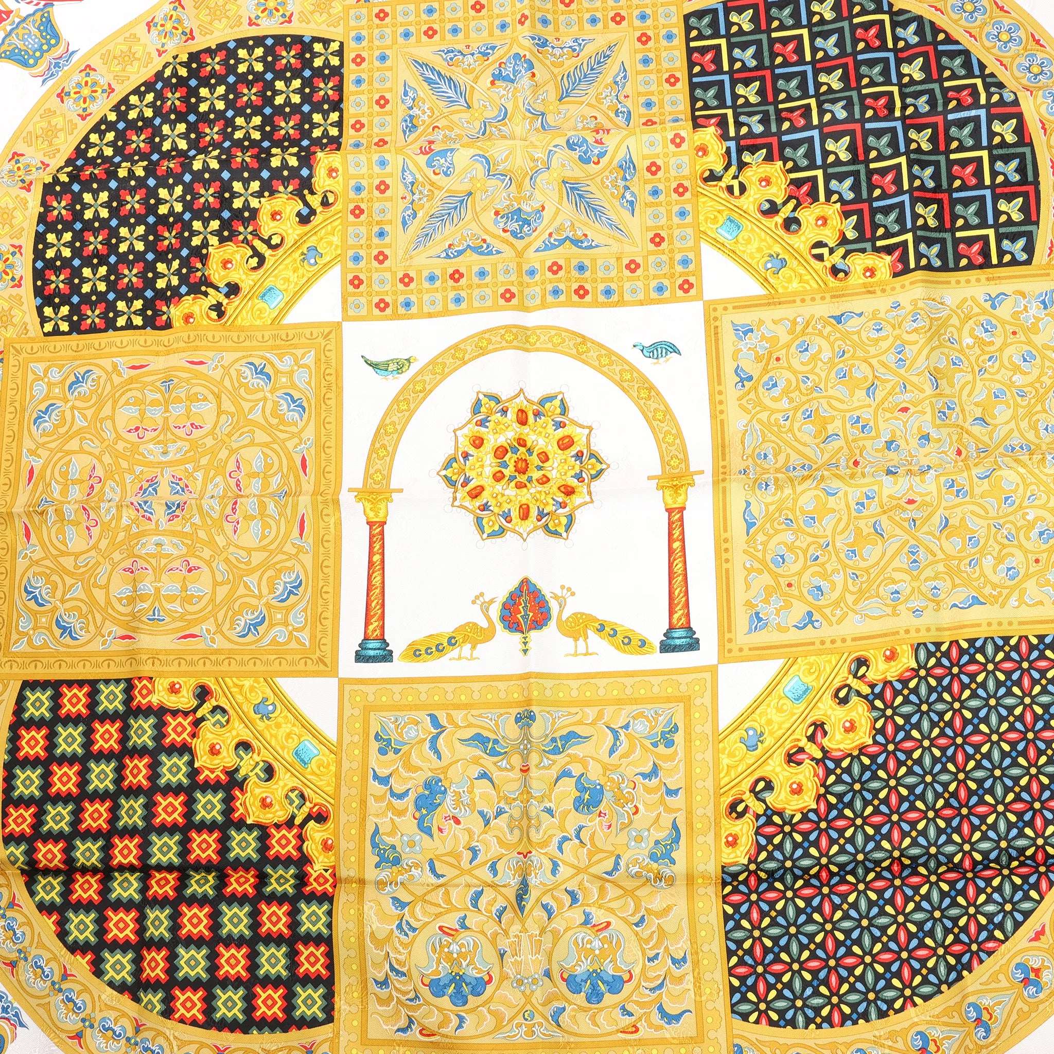 Hermès Carré 90 "CIELS BYZANTINS" Silk handkerchief in Black x Gold