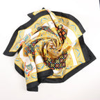 Hermès Carré 90 "CIELS BYZANTINS" Silk handkerchief in Black x Gold
