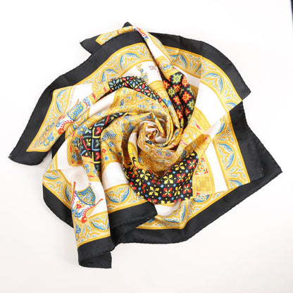 Hermès Carré 90 "CIELS BYZANTINS" Silk handkerchief in Black x Gold