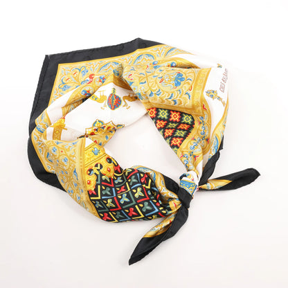 Hermès Carré 90 "CIELS BYZANTINS" Silk handkerchief in Black x Gold
