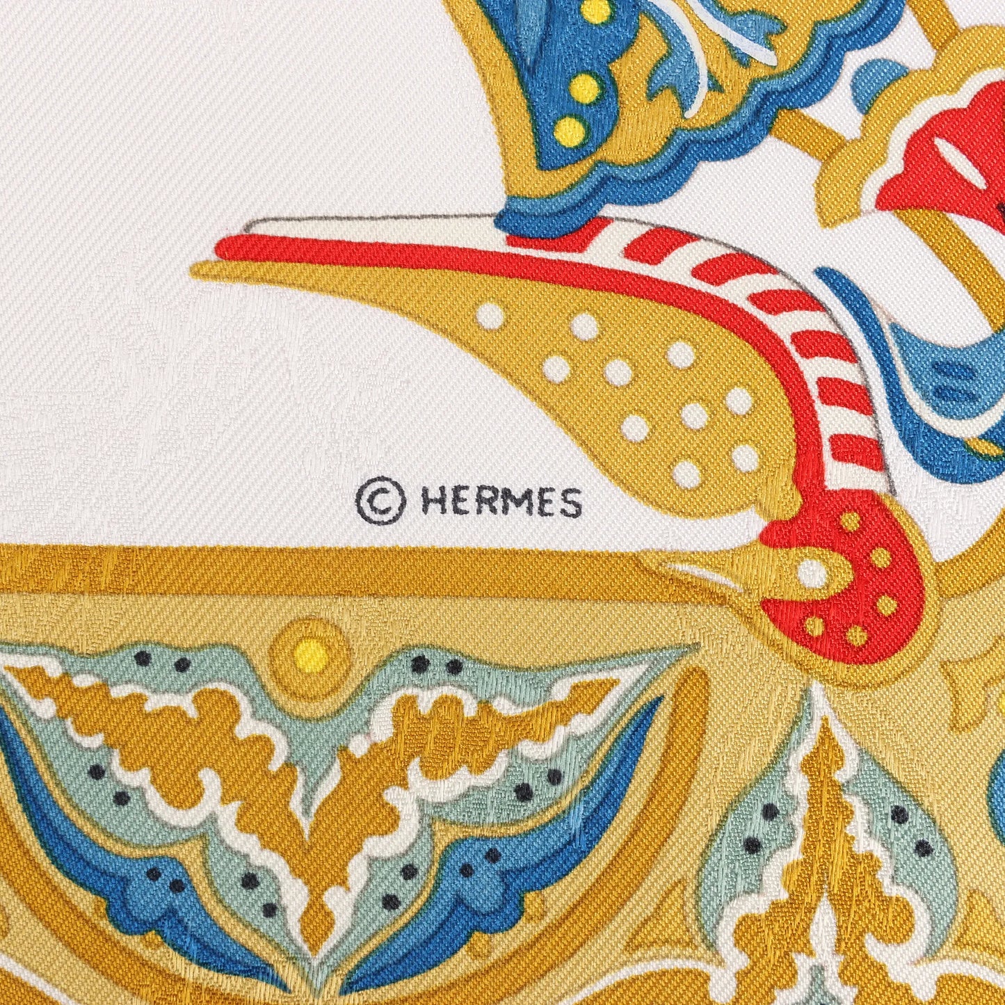 Hermès Carré 90 "CIELS BYZANTINS" Silk handkerchief in Black x Gold