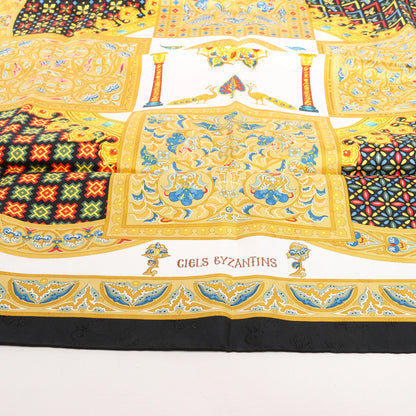 Hermès Carré 90 "CIELS BYZANTINS" Silk handkerchief in Black x Gold