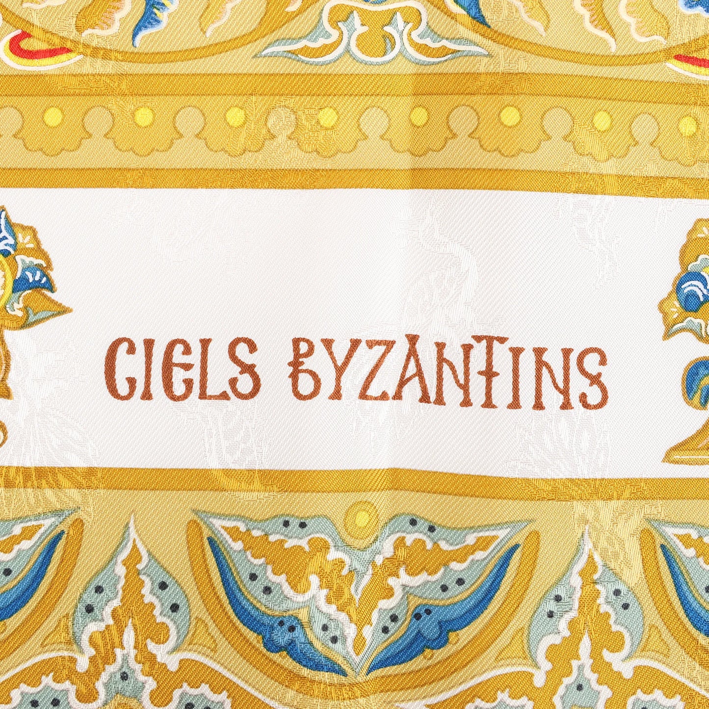 Hermès Carré 90 "CIELS BYZANTINS" Silk handkerchief in Black x Gold