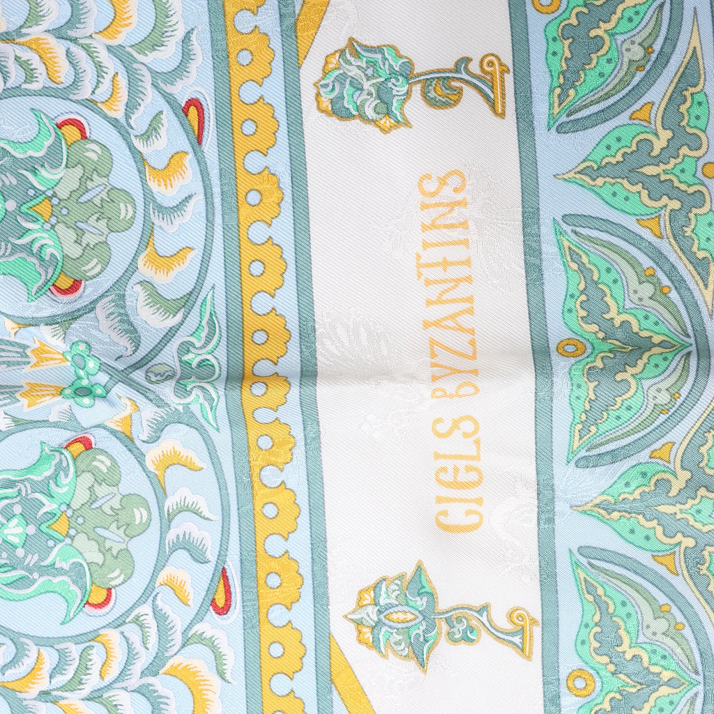 Hermès Carré 90 "CIELS BYZANTINS" Silk handkerchief in Yellow