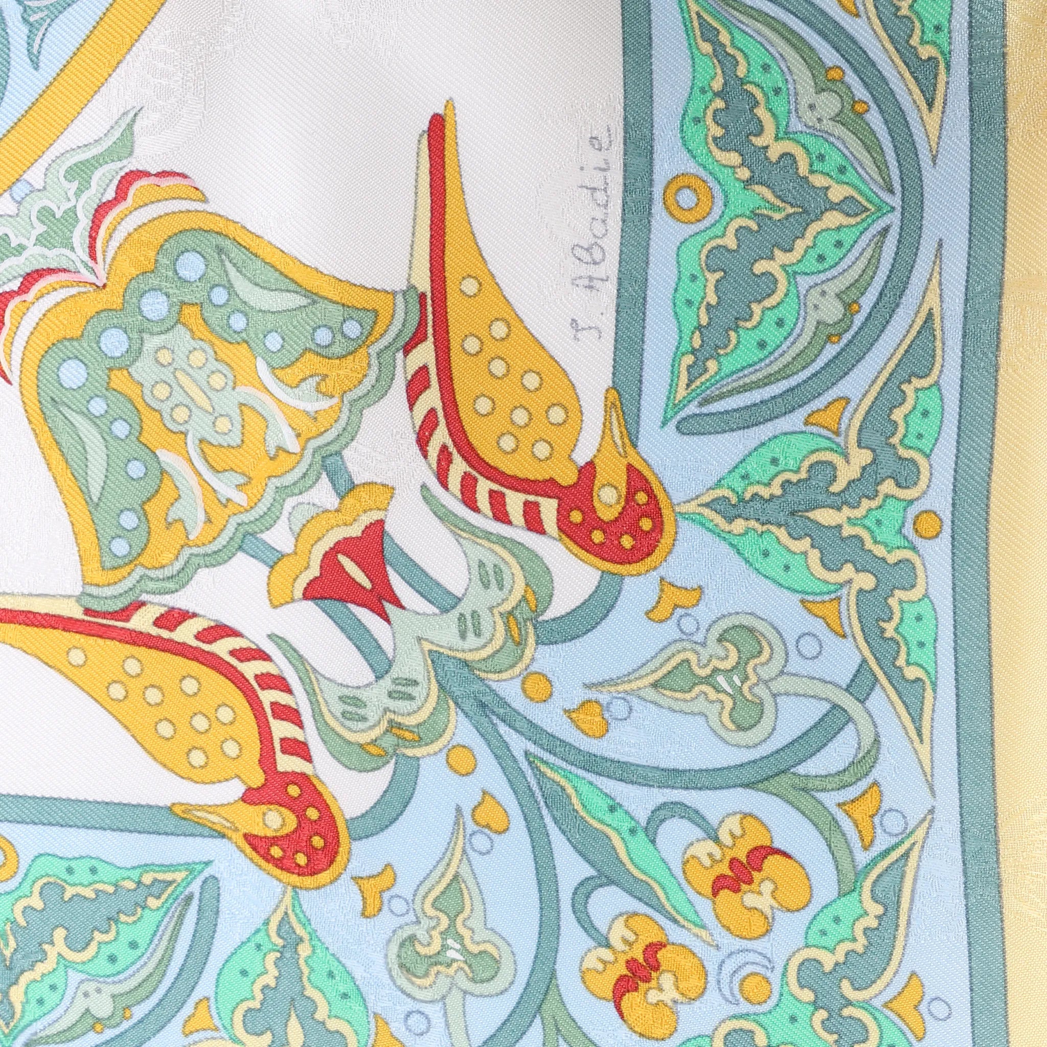 Hermès Carré 90 "CIELS BYZANTINS" Silk handkerchief in Yellow
