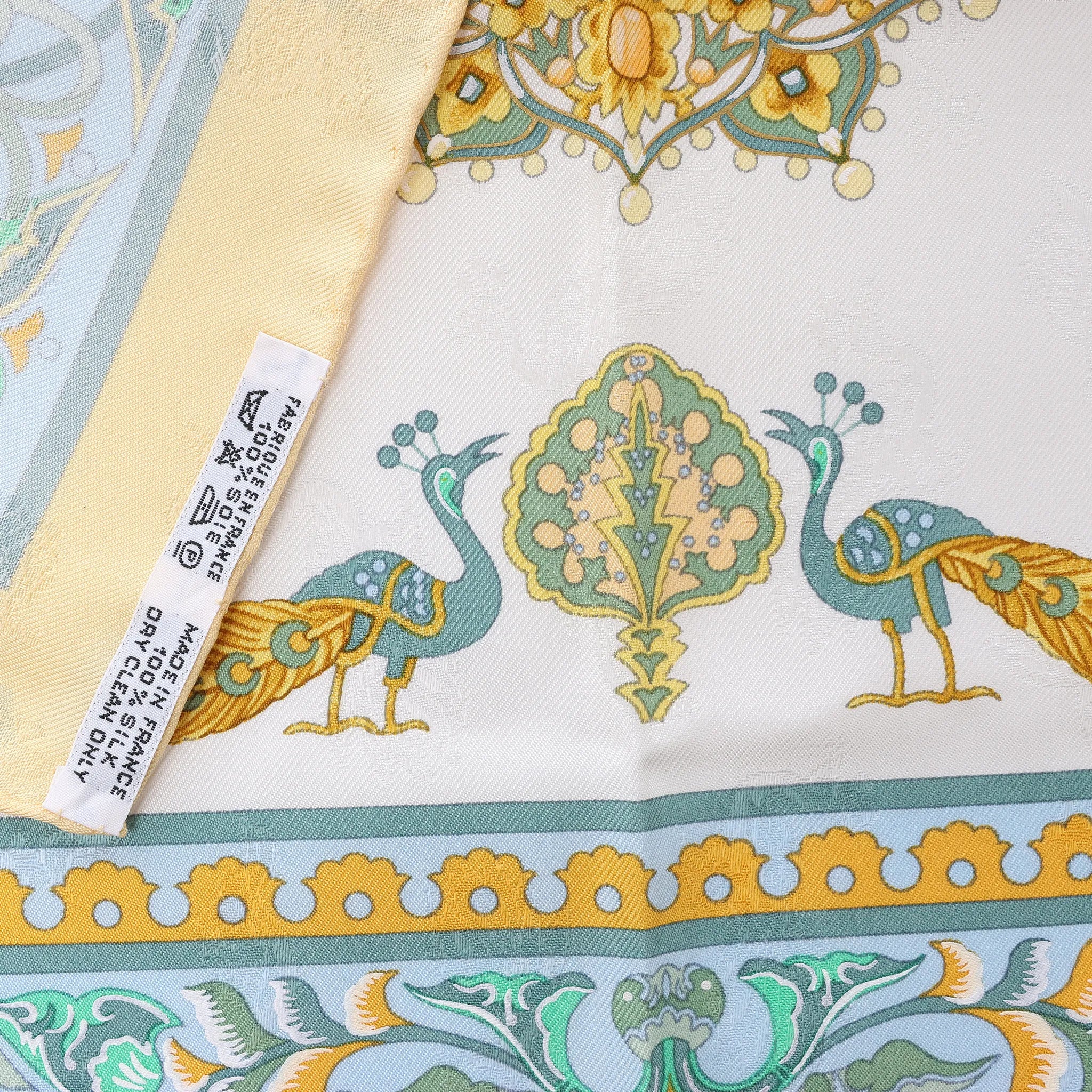 Hermès Carré 90 "CIELS BYZANTINS" Silk handkerchief in Yellow