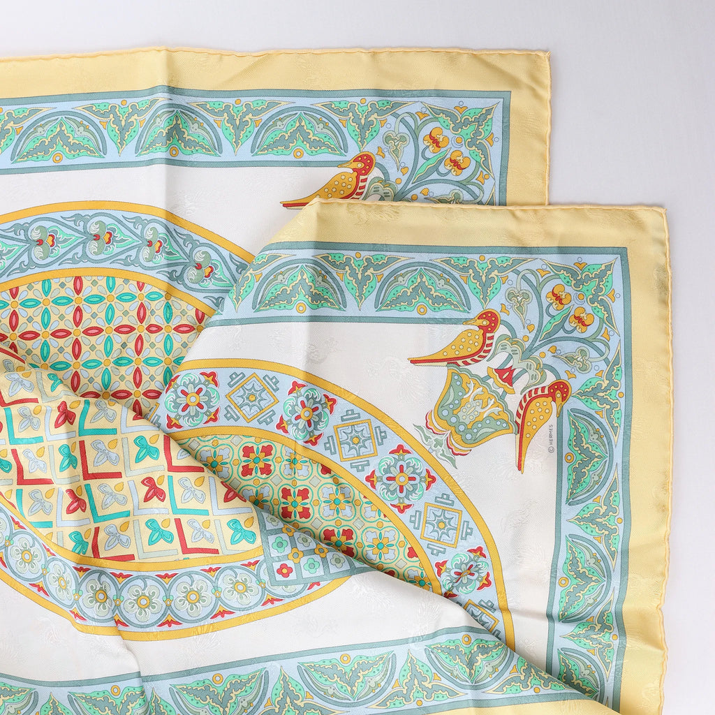 Hermès Carré 90 "CIELS BYZANTINS" Silk handkerchief in Yellow