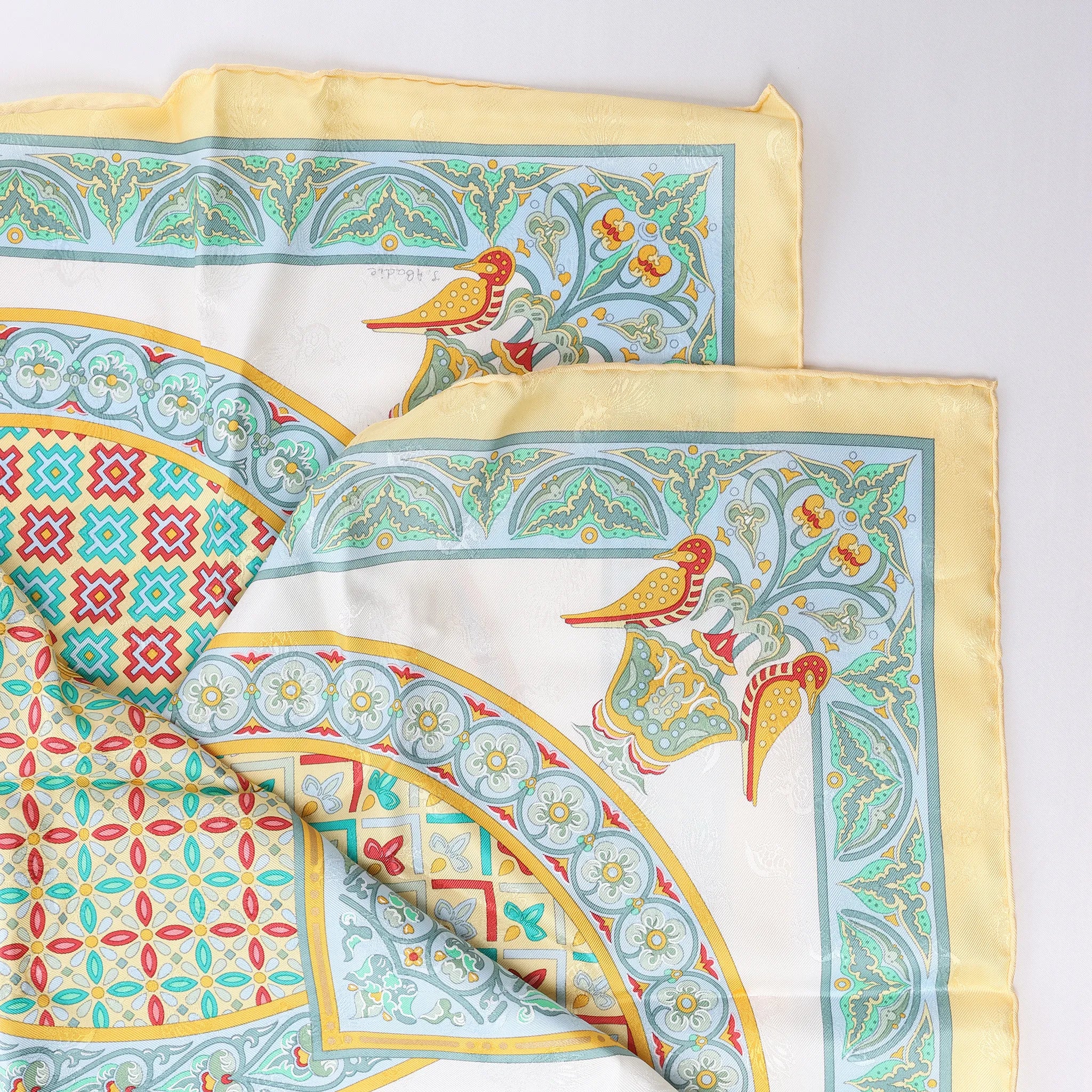 Hermès Carré 90 "CIELS BYZANTINS" Silk handkerchief in Yellow