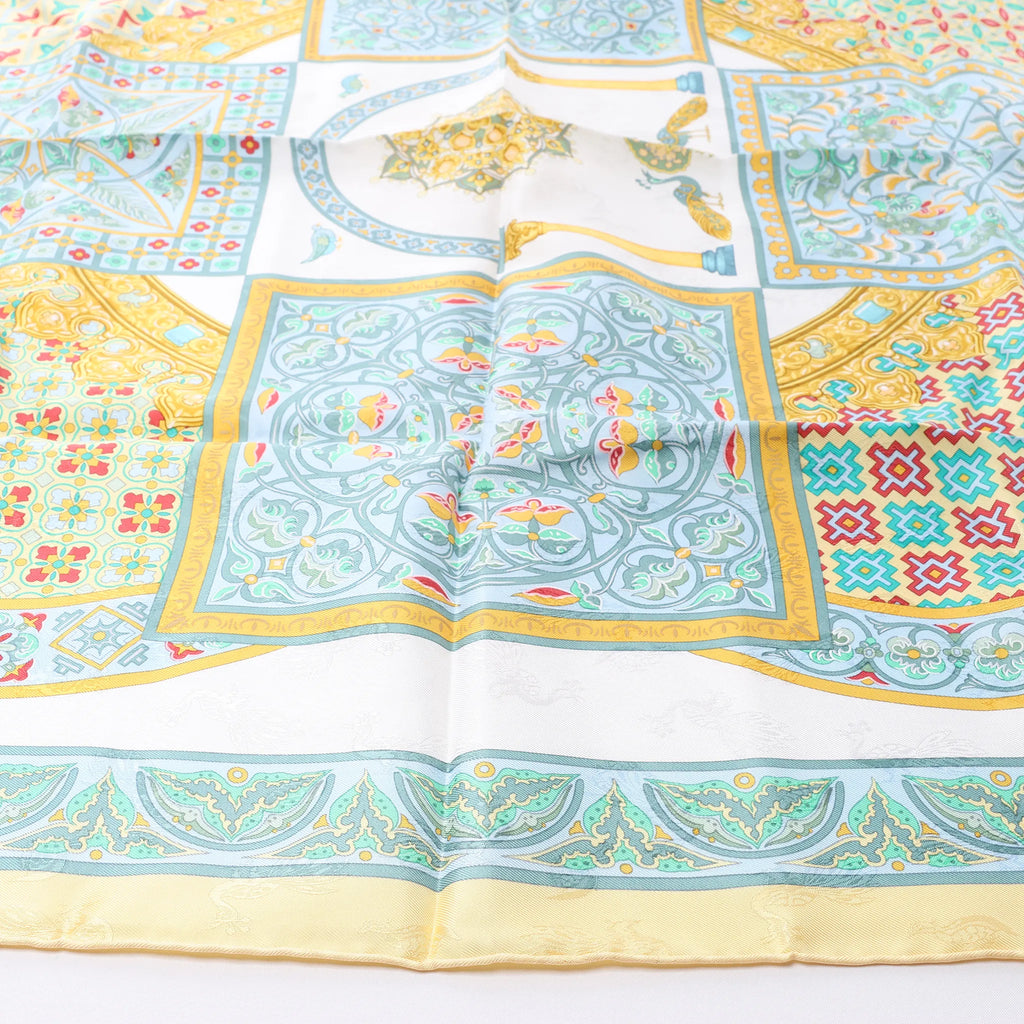 Hermès Carré 90 "CIELS BYZANTINS" Silk handkerchief in Yellow