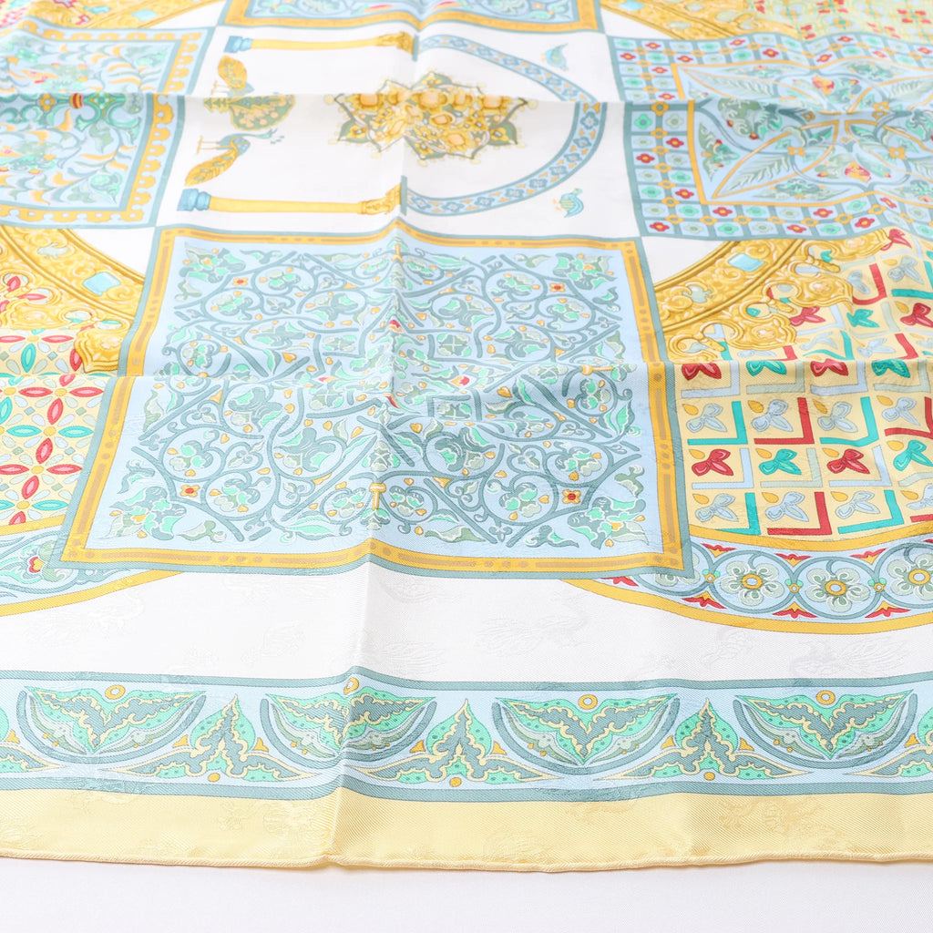 Hermès Carré 90 "CIELS BYZANTINS" Silk handkerchief in Yellow