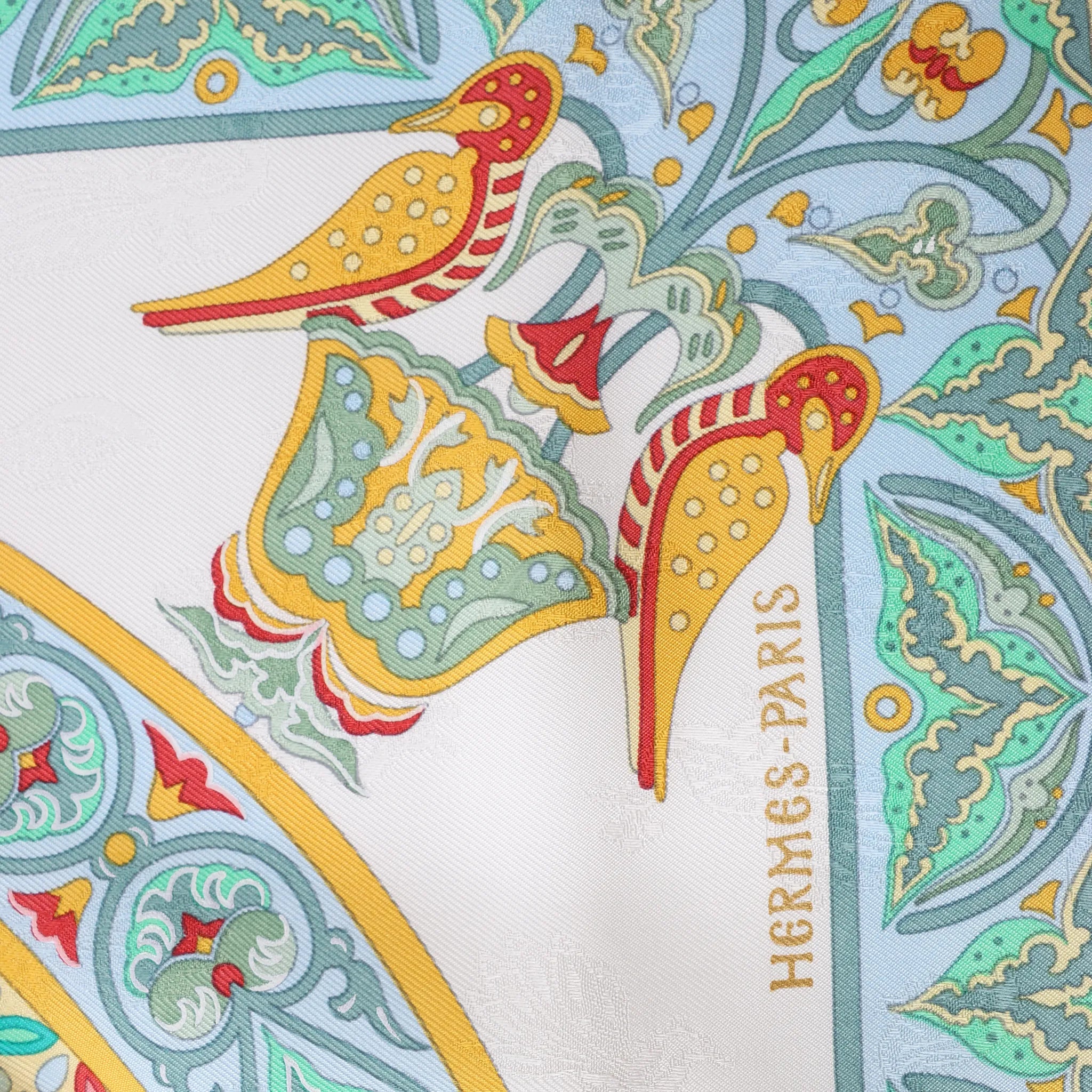 Hermès Carré 90 "CIELS BYZANTINS" Silk handkerchief in Yellow