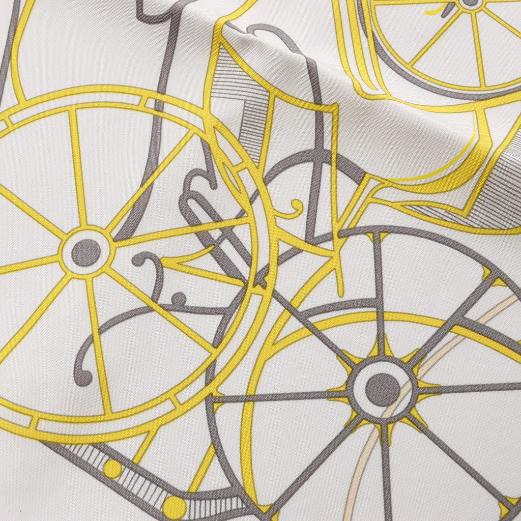 Hermès Carré 90 "COMPLICATION EQUESTR" Silk handkerchief in Gray x Yellow