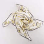 Hermès Carré 90 "COMPLICATION EQUESTR" Silk handkerchief in Gray x Yellow