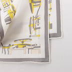 Hermès Carré 90 "COMPLICATION EQUESTR" Silk handkerchief in Gray x Yellow