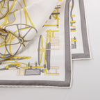 Hermès Carré 90 "COMPLICATION EQUESTR" Silk handkerchief in Gray x Yellow
