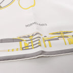Hermès Carré 90 "COMPLICATION EQUESTR" Silk handkerchief in Gray x Yellow