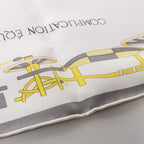 Hermès Carré 90 "COMPLICATION EQUESTR" Silk handkerchief in Gray x Yellow